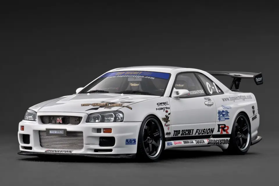 IGNITION MODEL TOP SECRET 34GT-R (BNR 34) WHITE 1:18
