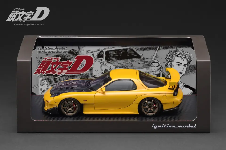 IGNITION MODEL INITIAL D MAZDA RX-7 (FD3S) YELLOW LED VER. 1:18 (IG3801)