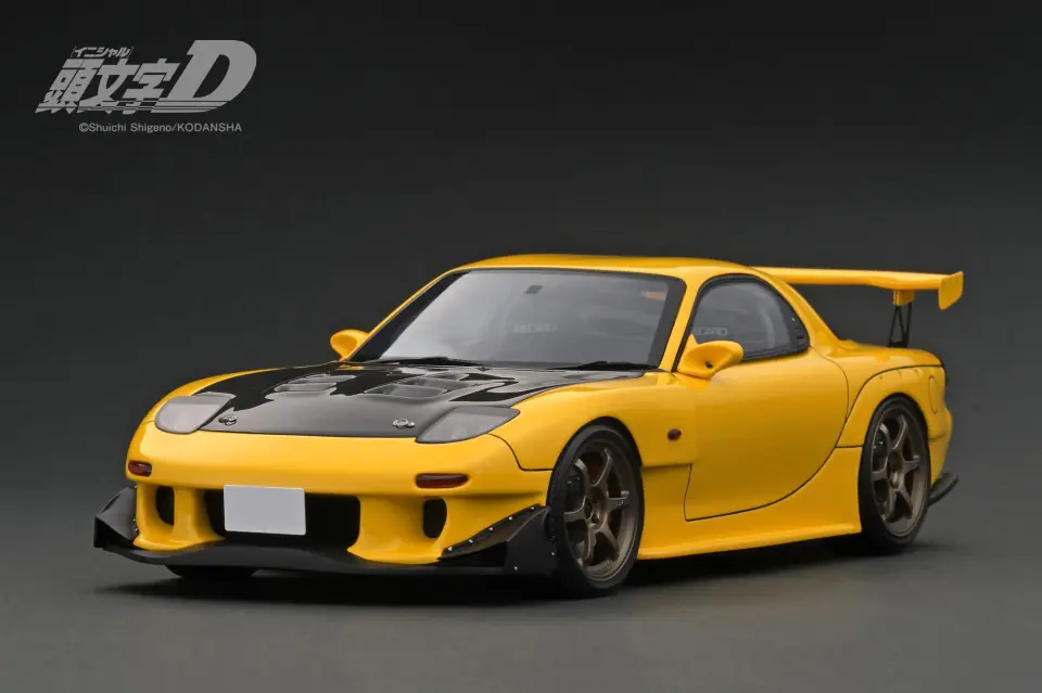 IGNITION MODEL INITIAL D MAZDA RX-7 (FD3S) YELLOW LED VER. 1:18 (IG3801)