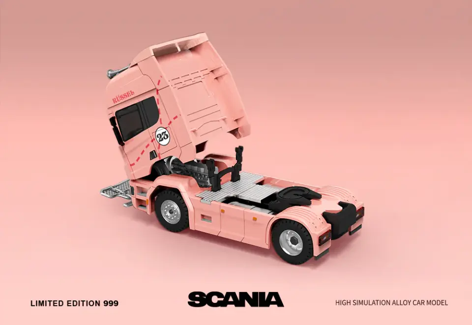 TIME MICRO SCANIA CONTAINER TRUCK PINK PIG 1:64