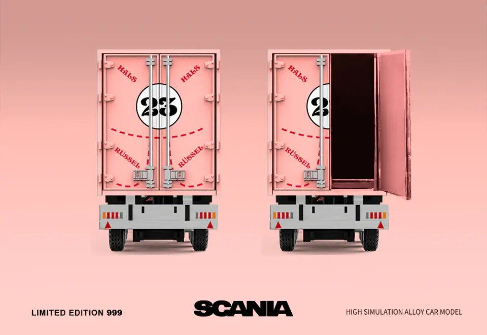 TIME MICRO SCANIA CONTAINER TRUCK PINK PIG 1:64