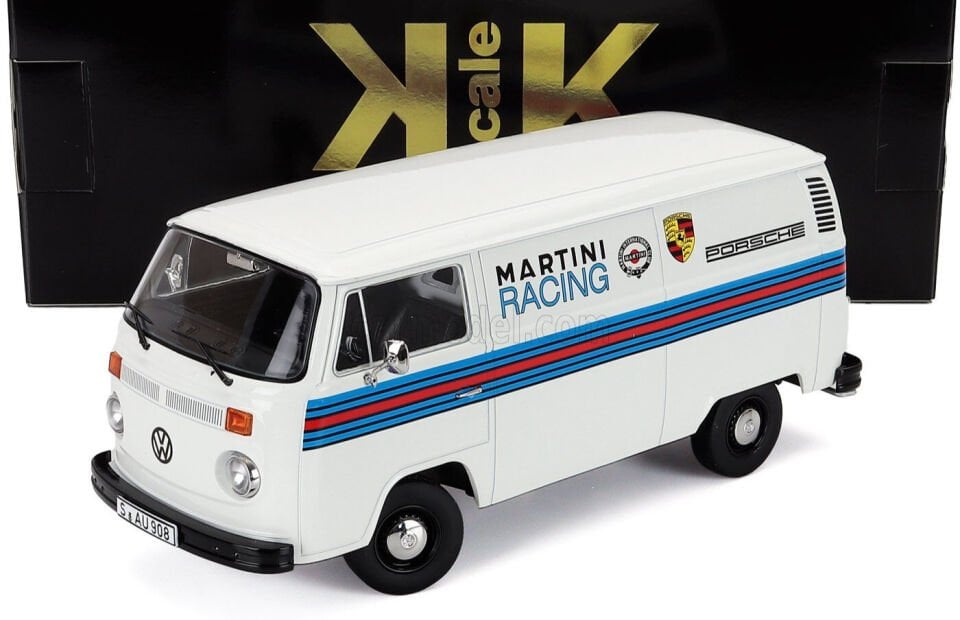 KK SCALE VOLKSWAGEN T2B BUS DELIVERY VAN ''PORSCHE MARTINI RACING'' 1972 1:18