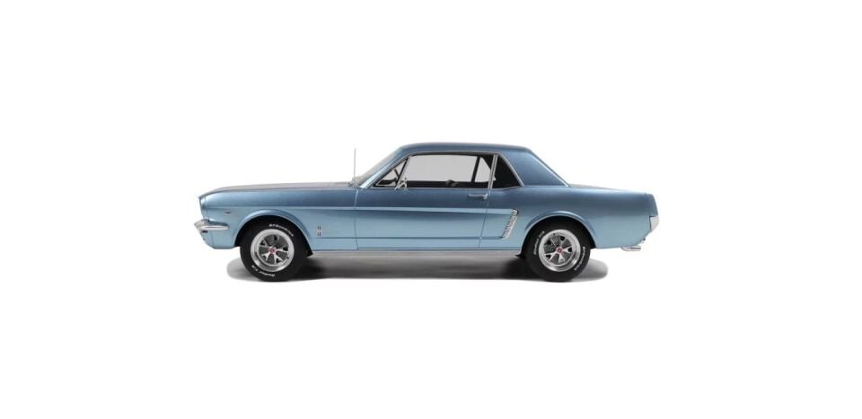 OTTO FORD MUSTANG V8 HARDTOP SILVER BLUE PONY 1965 1:12