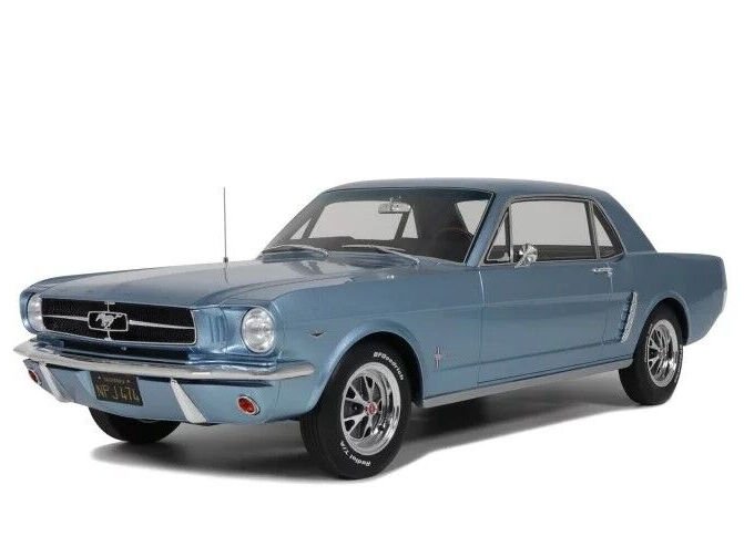 OTTO FORD MUSTANG V8 HARDTOP SILVER BLUE PONY 1965 1:12