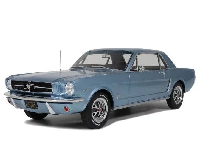 OTTO FORD MUSTANG V8 HARDTOP SILVER BLUE PONY 1965 1:12