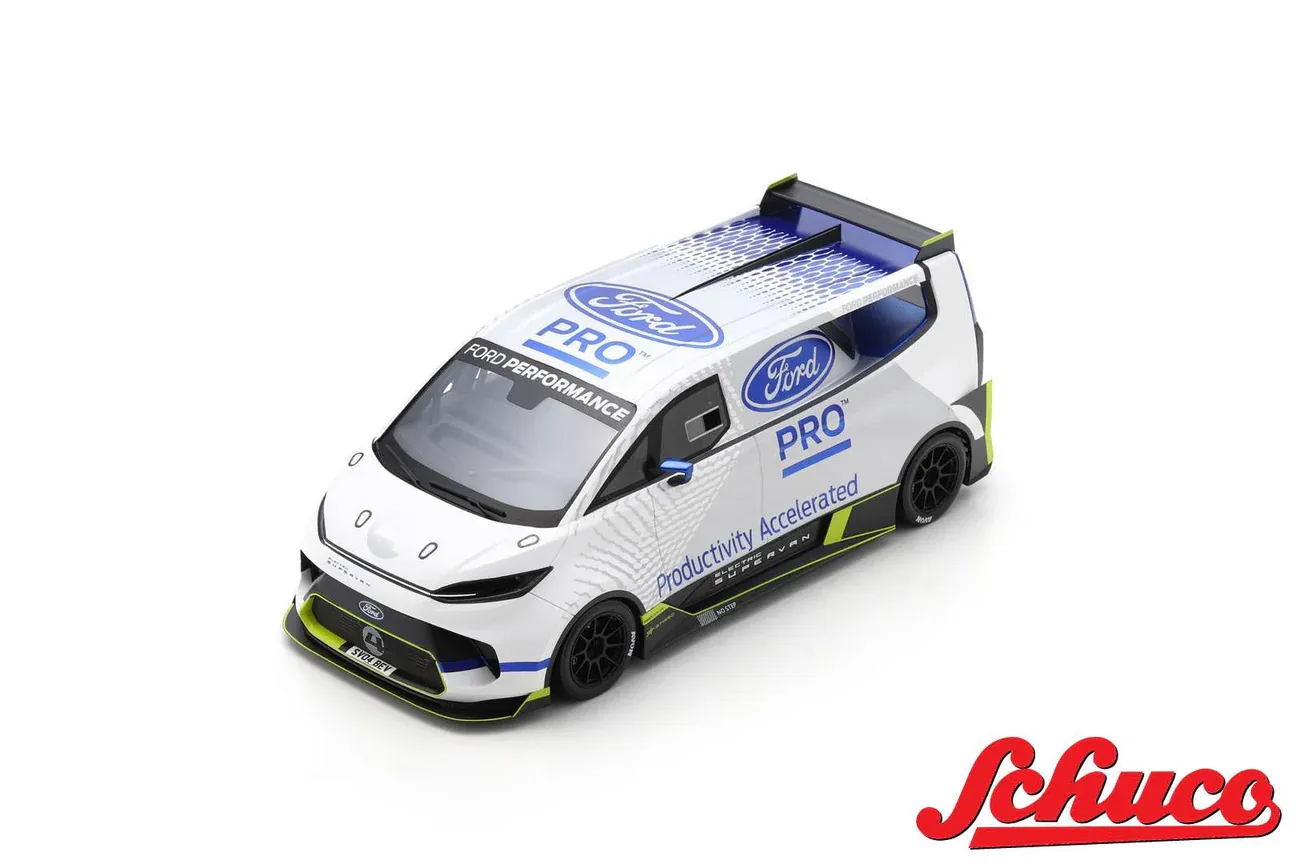 1:18 FORD TRANSIT SUPERVAN 4 (2022) -- WHITE FORD PRO - GOODWOOD 2022 -- SCHUCO