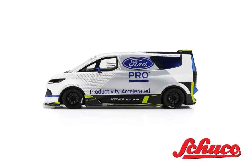 SCHUCO 1:18 FORD TRANSIT SUPERVAN 4 (2022) -- WHITE FORD PRO - GOODWOOD 2022