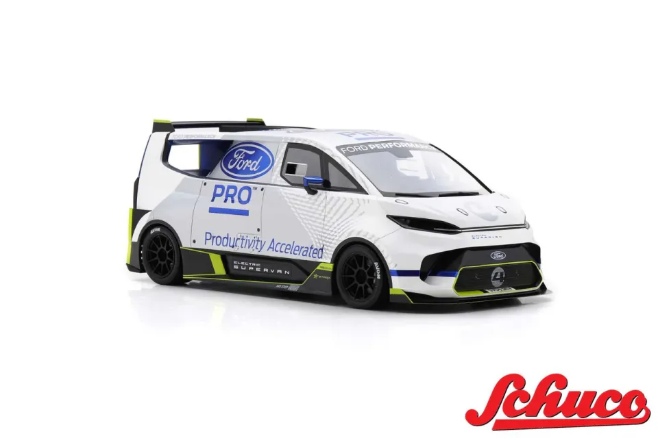 SCHUCO 1:18 FORD TRANSIT SUPERVAN 4 (2022) -- WHITE FORD PRO - GOODWOOD 2022