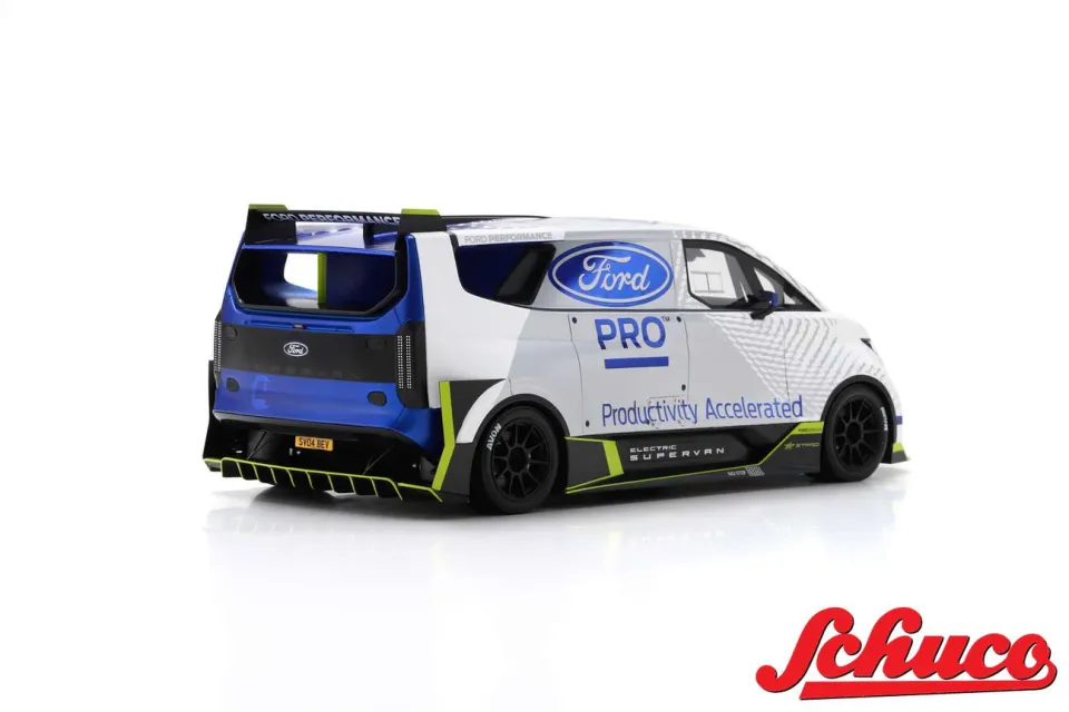 SCHUCO 1:18 FORD TRANSIT SUPERVAN 4 (2022) -- WHITE FORD PRO - GOODWOOD 2022