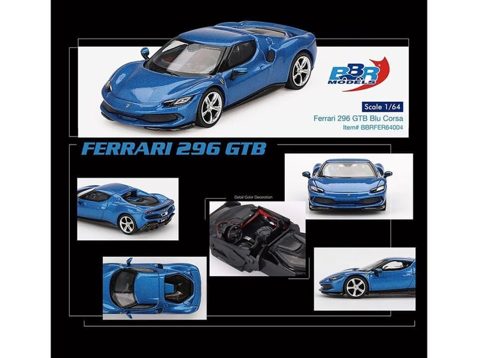 MINI GT BBR FERRARI 296 GTB BLUE CORSA BBRFER64004 1:64