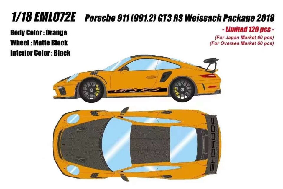MAKE UP Porsche 911 (991.2) GT3 RS Weissach Paketi (Turuncu) 1/18