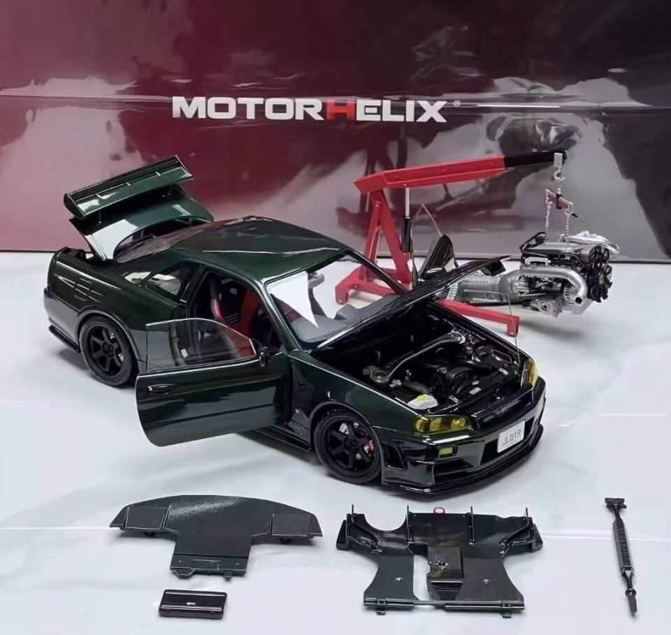 MOTORHELIX NISSAN SKYLINE GT-R R34 NİSMO Z-TUNE DARK GREEN 1:18 (M83408)
