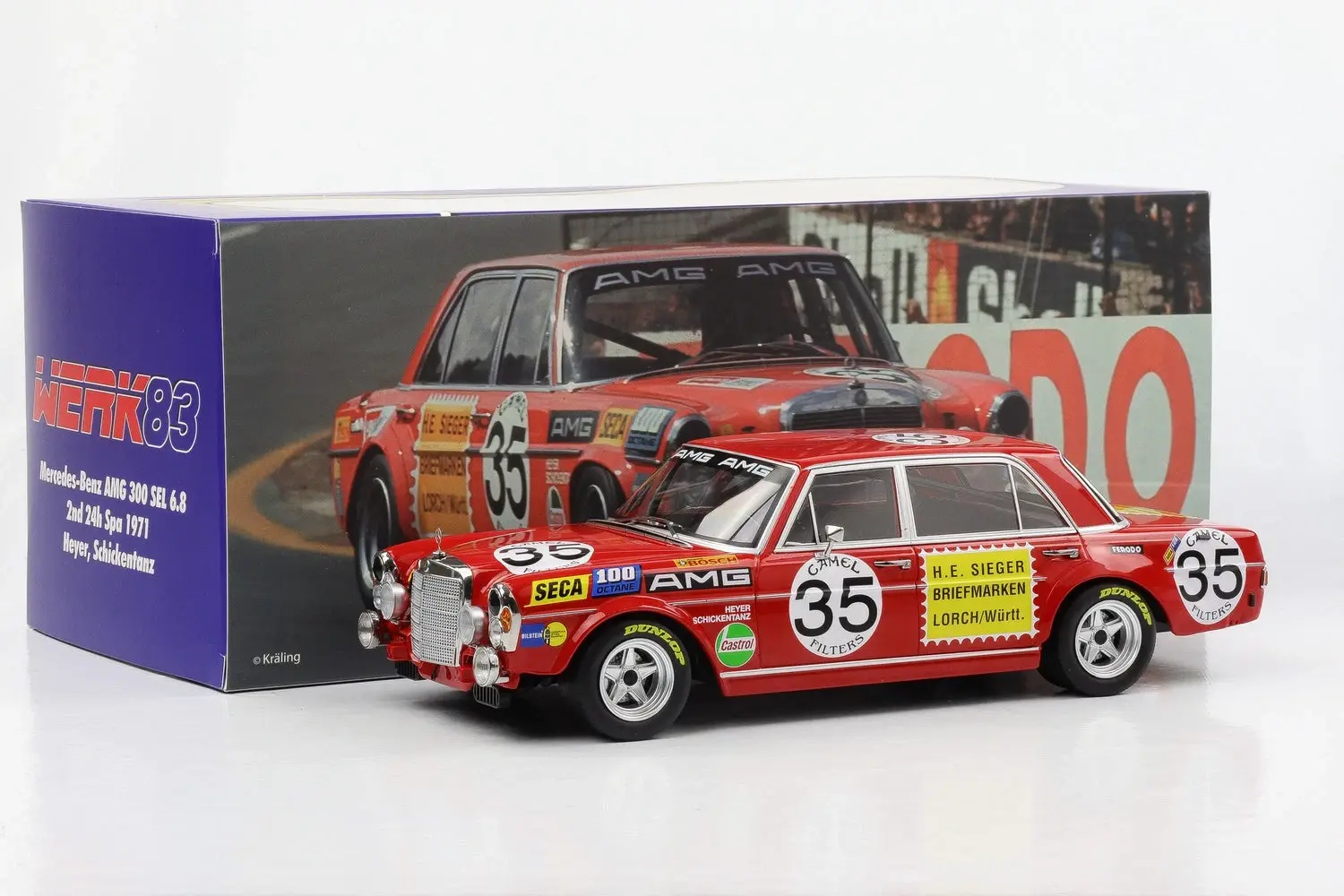 WERK83 MERCEDES-BENZ 300 SEL 6.8 #35 HEYER, SCHICKENTANZ 2nd 24h SPA 1971 1:18