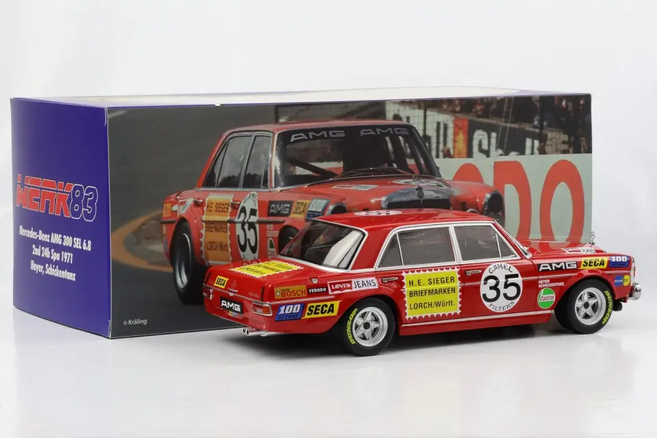 WERK83 MERCEDES-BENZ 300 SEL 6.8 #35 HEYER, SCHICKENTANZ 2nd 24h SPA 1971 1:18