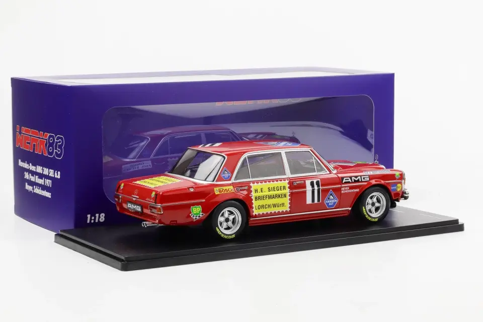 WERK83 MERCEDES-BENZ 300 SEL 6.8 #11 HEYER, SCHICKENTANZ 24h PAUL RICARD 1971 1:18(Kopya)