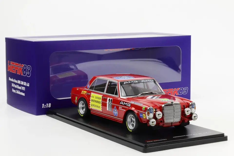 WERK83 MERCEDES-BENZ 300 SEL 6.8 #11 HEYER, SCHICKENTANZ 24h PAUL RICARD 1971 1:18(Kopya)