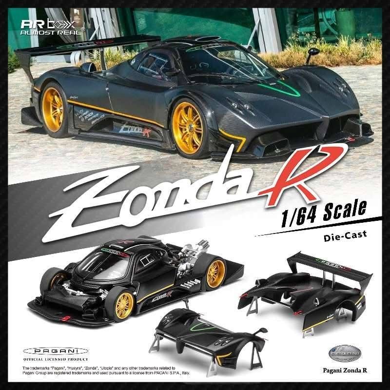 ALMOST REAL 1:64  AR Box Pagani Zonda R Matte Carbon Fiber HEC 2025 Diecast Model