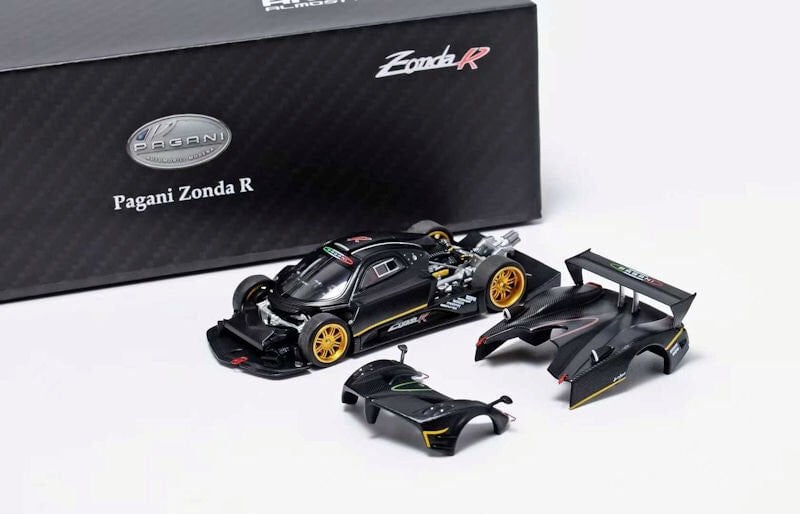 ALMOST REAL 1:64  AR Box Pagani Zonda R Matte Carbon Fiber HEC 2025 Diecast Model