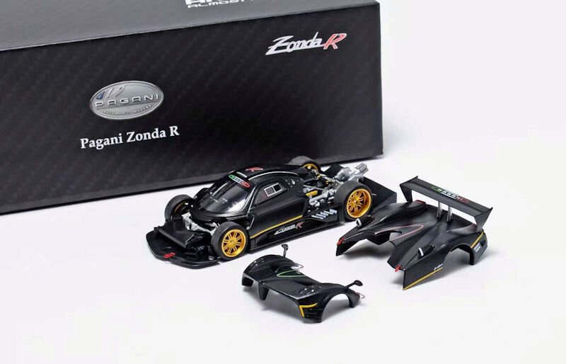 ALMOST REAL 1:64  AR Box Pagani Zonda R Matte Carbon Fiber HEC 2025 Diecast Model