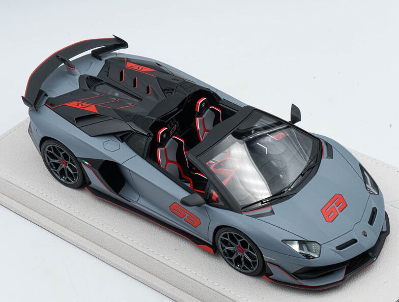 1/18 Make Up 2019 Lamborghini Aventador SVJ Roadster 63 Matt Gray