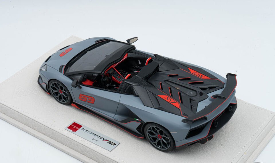 1/18 Make Up 2019 Lamborghini Aventador SVJ Roadster 63 Matt Gray