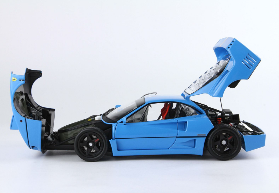 BBR-KYOSHO FERRARI F40 LIGHT BLUE ITALY FLAG STRIPE/BLACK WHEELS 1:18