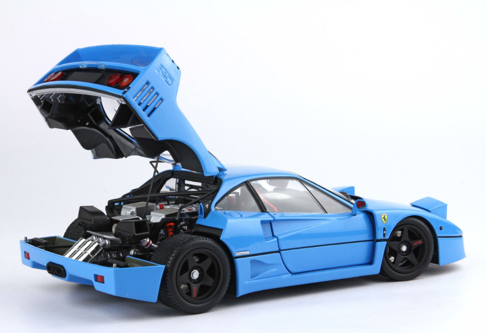 BBR-KYOSHO FERRARI F40 LIGHT BLUE ITALY FLAG STRIPE/BLACK WHEELS 1:18