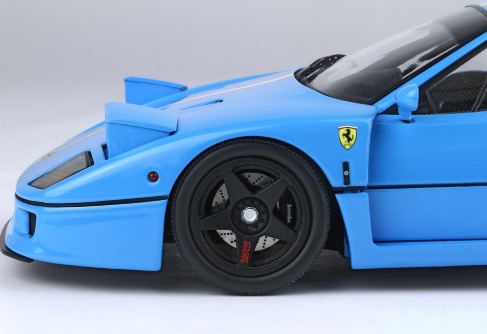 BBR-KYOSHO FERRARI F40 LIGHT BLUE ITALY FLAG STRIPE/BLACK WHEELS 1:18