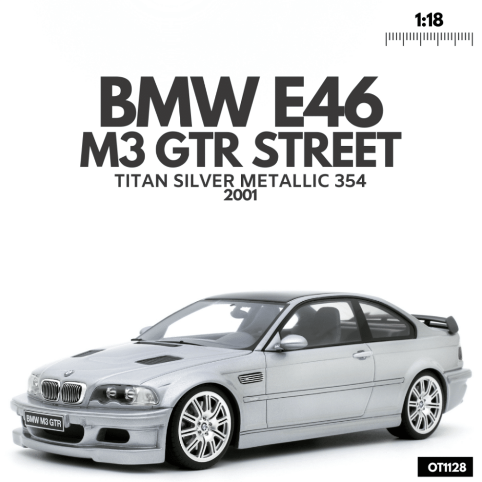 OTTO 1:18 2001 BMW E46 M3 GTR Street Titan Silver