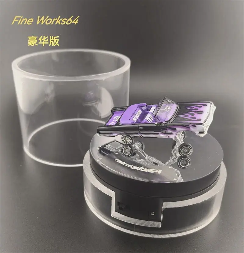 FINE WORKS64 CHEVROLET IMPALA LOWRIDER BLACK WITH PURPLE FIRE 1:64