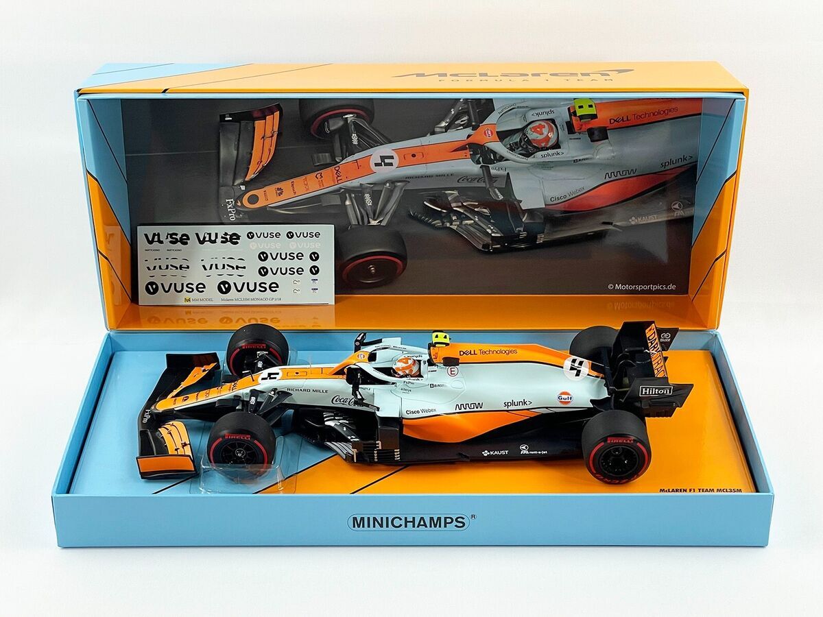 Minichamps 1:18 Mclaren F1 MCL35M #4 Lando Norris Monaco GP 2021 3rd Gulf Livery