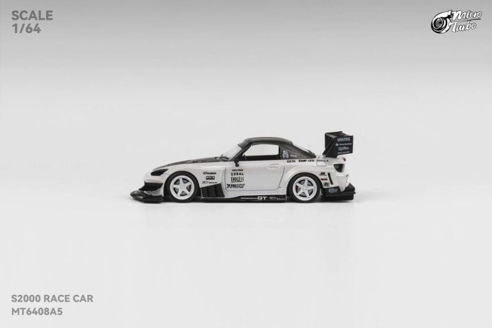 1/64 micro turbo Honda S2000 race car, white metallic