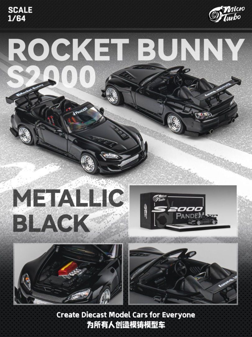 1/64 micro turbo Honda S2000 race car black