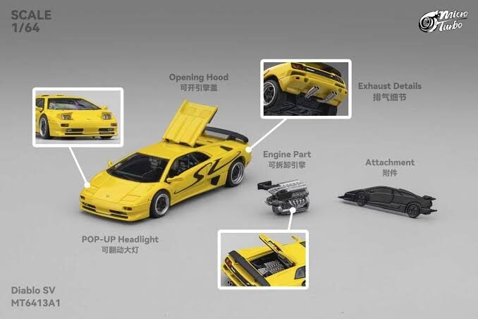 1/64 custom diablo sv, metallic yellow