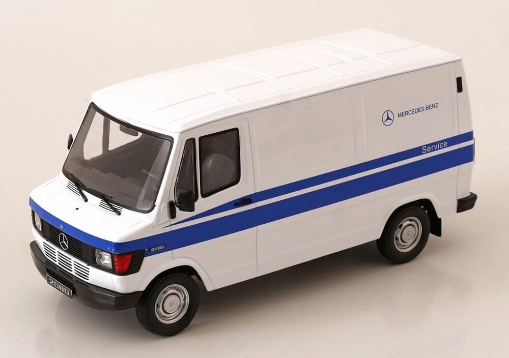 KK SCALE 1/18 1988 mercedes 208d transporter *mercedes service*, white/blue