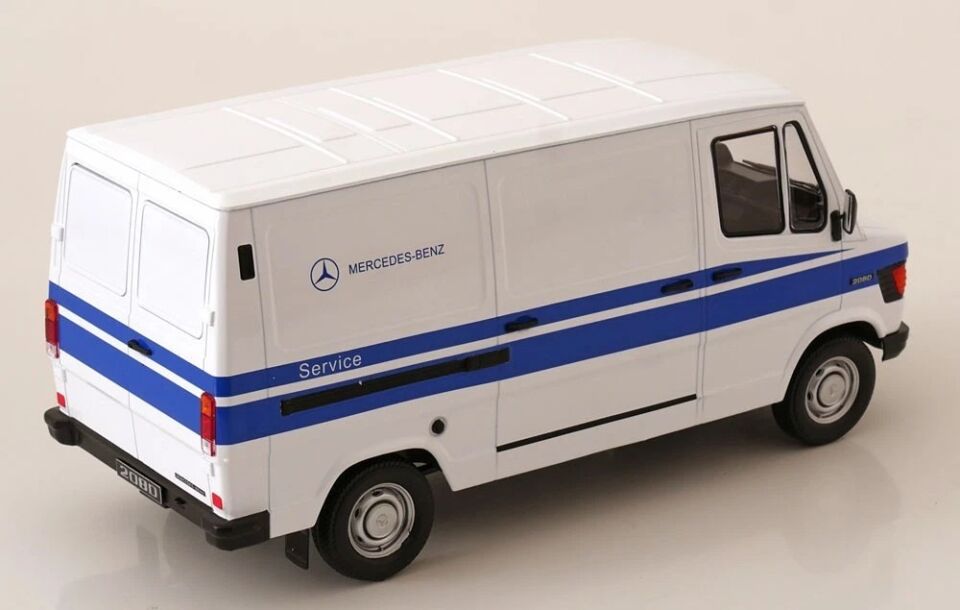 KK SCALE 1/18 1988 mercedes 208d transporter *mercedes service*, white/blue