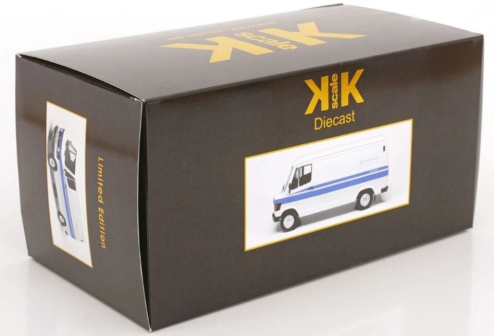 KK SCALE 1/18 1988 mercedes 208d transporter *mercedes service*, white/blue