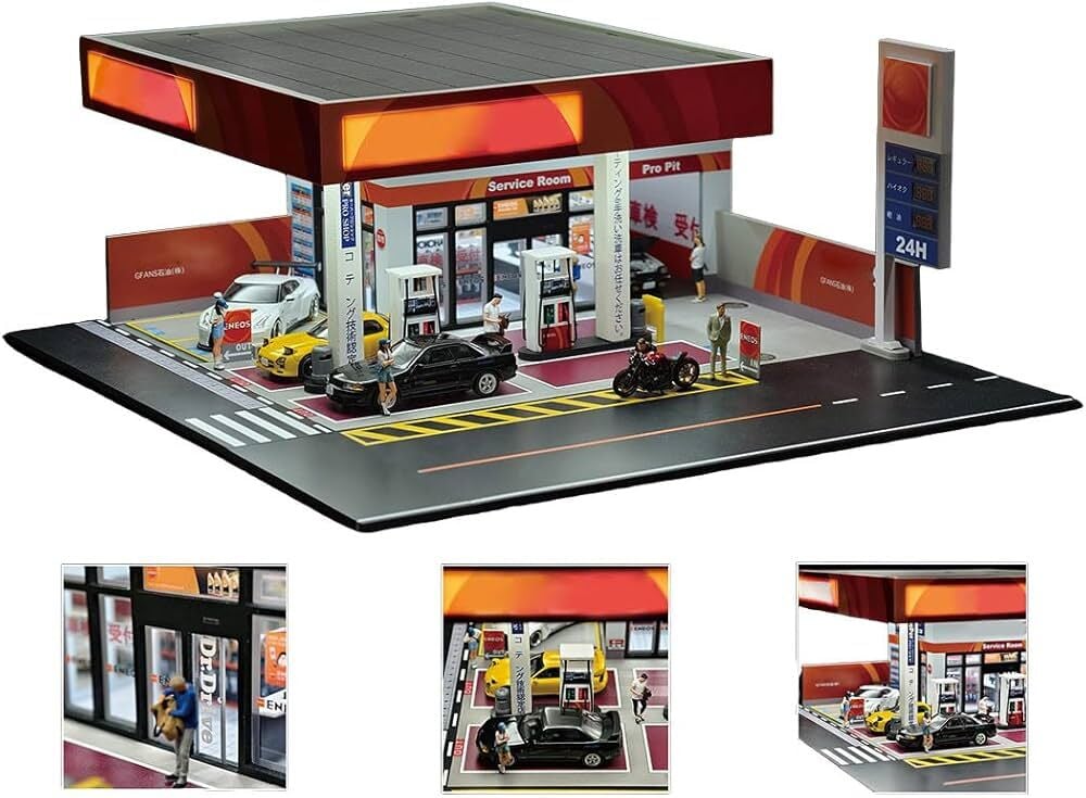 1/64 Japan Gas Station diorama with LED lights