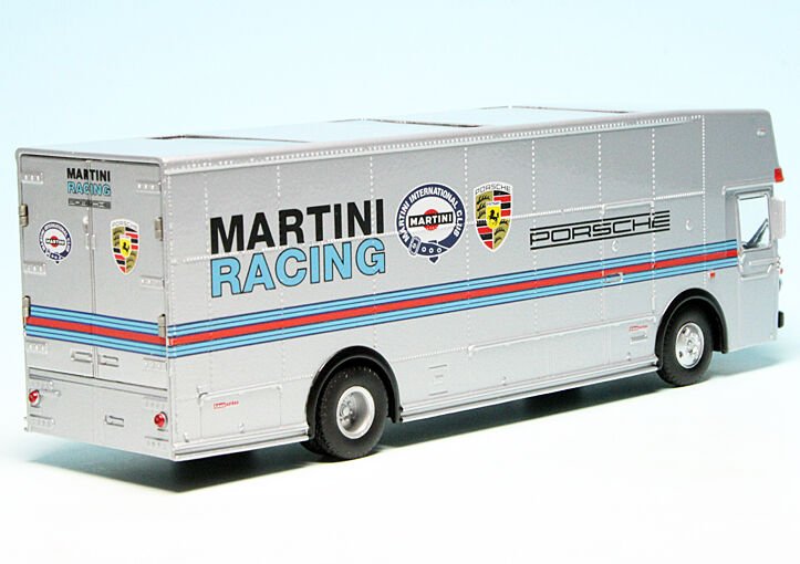 1:64 Schuco 1968 Mercedes Benz O317 TRUCK CAR TRANSPORTER PORSCHE MARTINI RACING