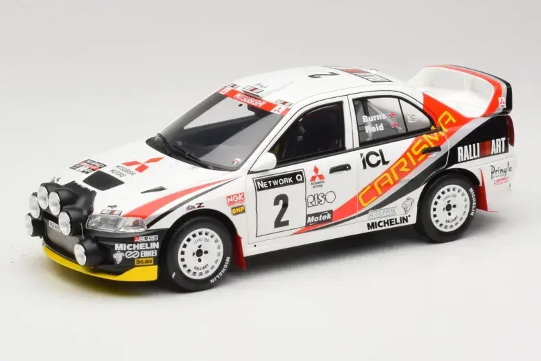 OTTO MITSUBISHI CARISMA GT GROUP N2 WHITE R.BURNS RAC RALLY 1997 1:18 (OT1192)