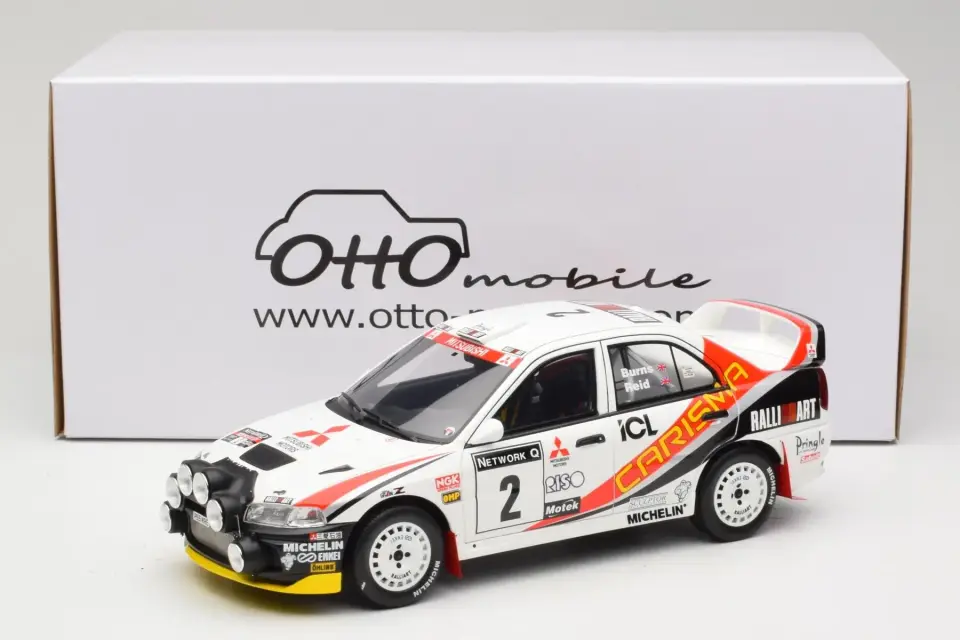 OTTO MITSUBISHI CARISMA GT GROUP N2 WHITE R.BURNS RAC RALLY 1997 1:18 (OT1192)