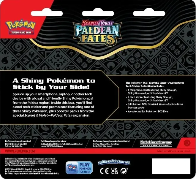 Pokemon Paldean Fates Tech Sticker Collection