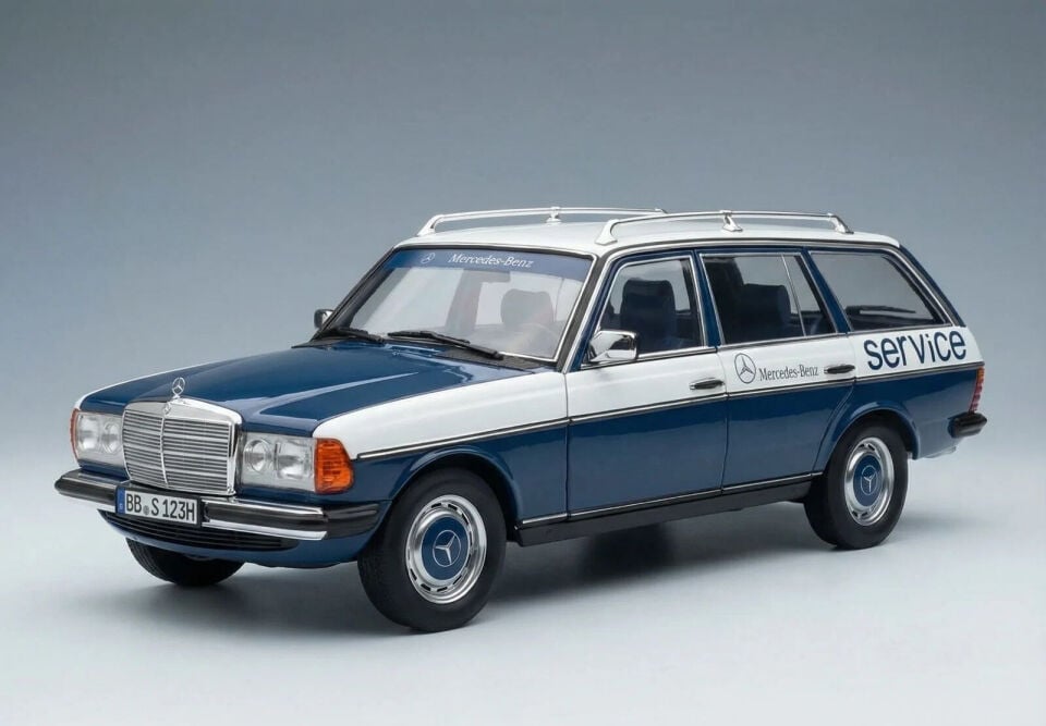 1:18 Norev 1980 Mercedes Benz 200TE SW S123 Mercedes Car Service