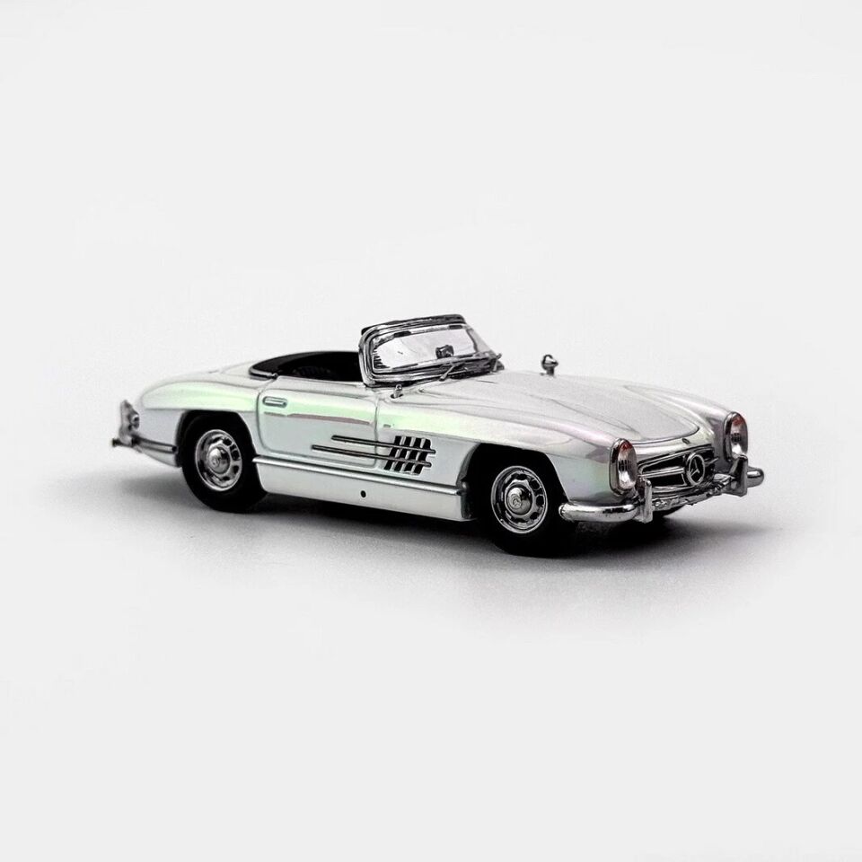 YS 1/64 Mercedes-Benz 300SL Roadster Electroplated white Diecast Car Model Toy