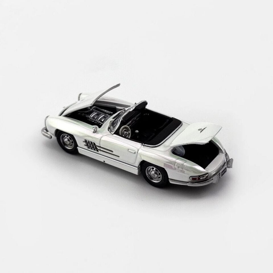 YS 1/64 Mercedes-Benz 300SL Roadster Electroplated white Diecast Car Model Toy