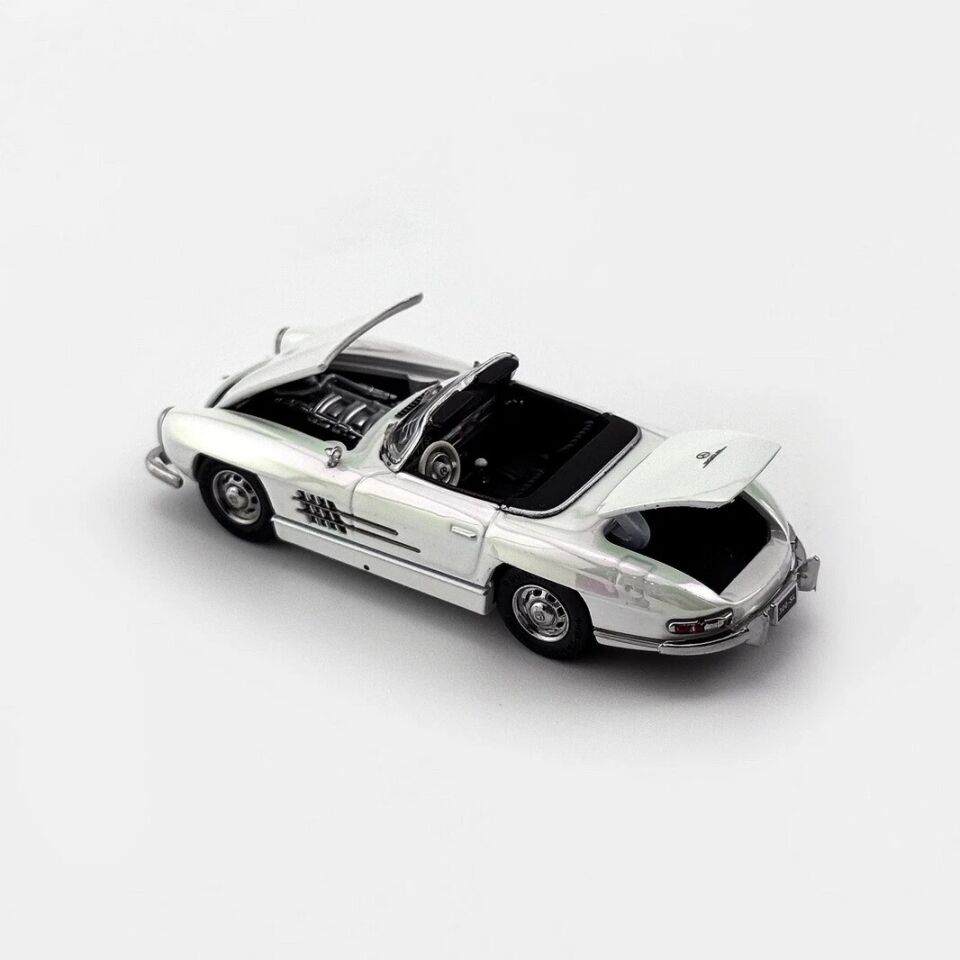 YS 1/64 Mercedes-Benz 300SL Roadster Electroplated white Diecast Car Model Toy