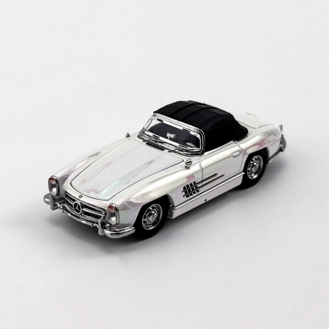 YS 1/64 Mercedes-Benz 300SL Roadster Electroplated white Diecast Car Model Toy