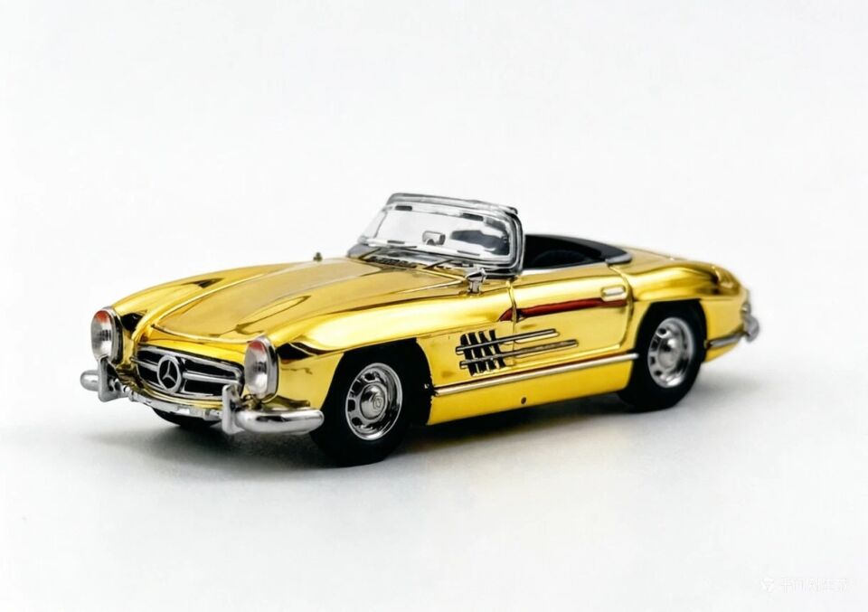 YS 1:64 Plating Gold 300SL W198 Convertible Sports Model Diecast Metal Car