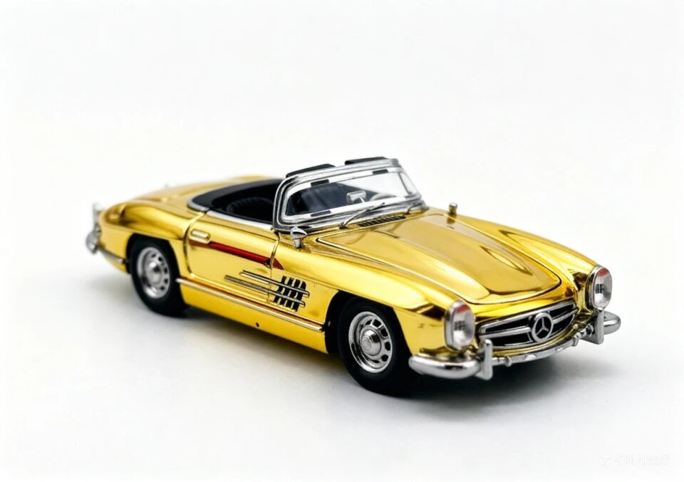 YS 1:64 Plating Gold 300SL W198 Convertible Sports Model Diecast Metal Car