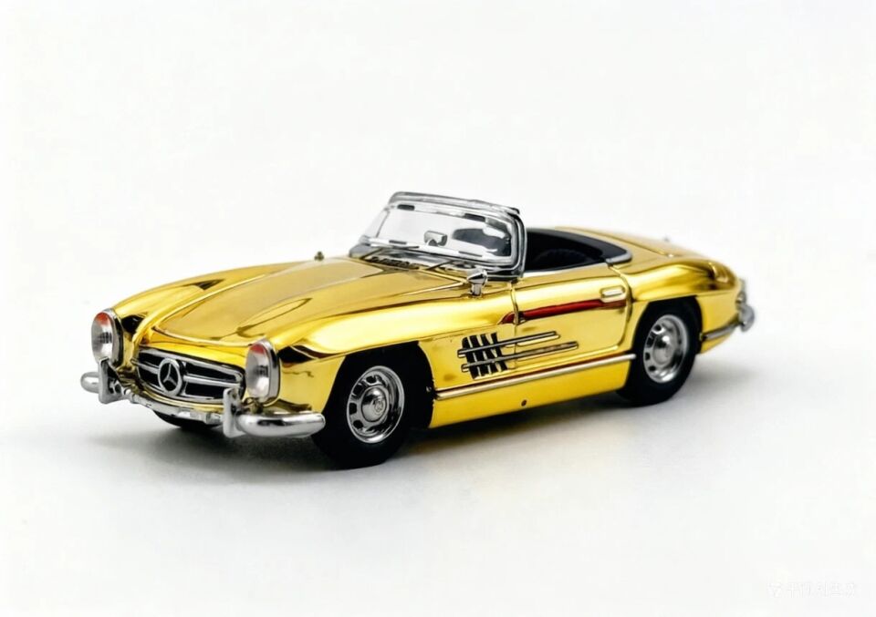 YS 1:64 Plating Gold 300SL W198 Convertible Sports Model Diecast Metal Car